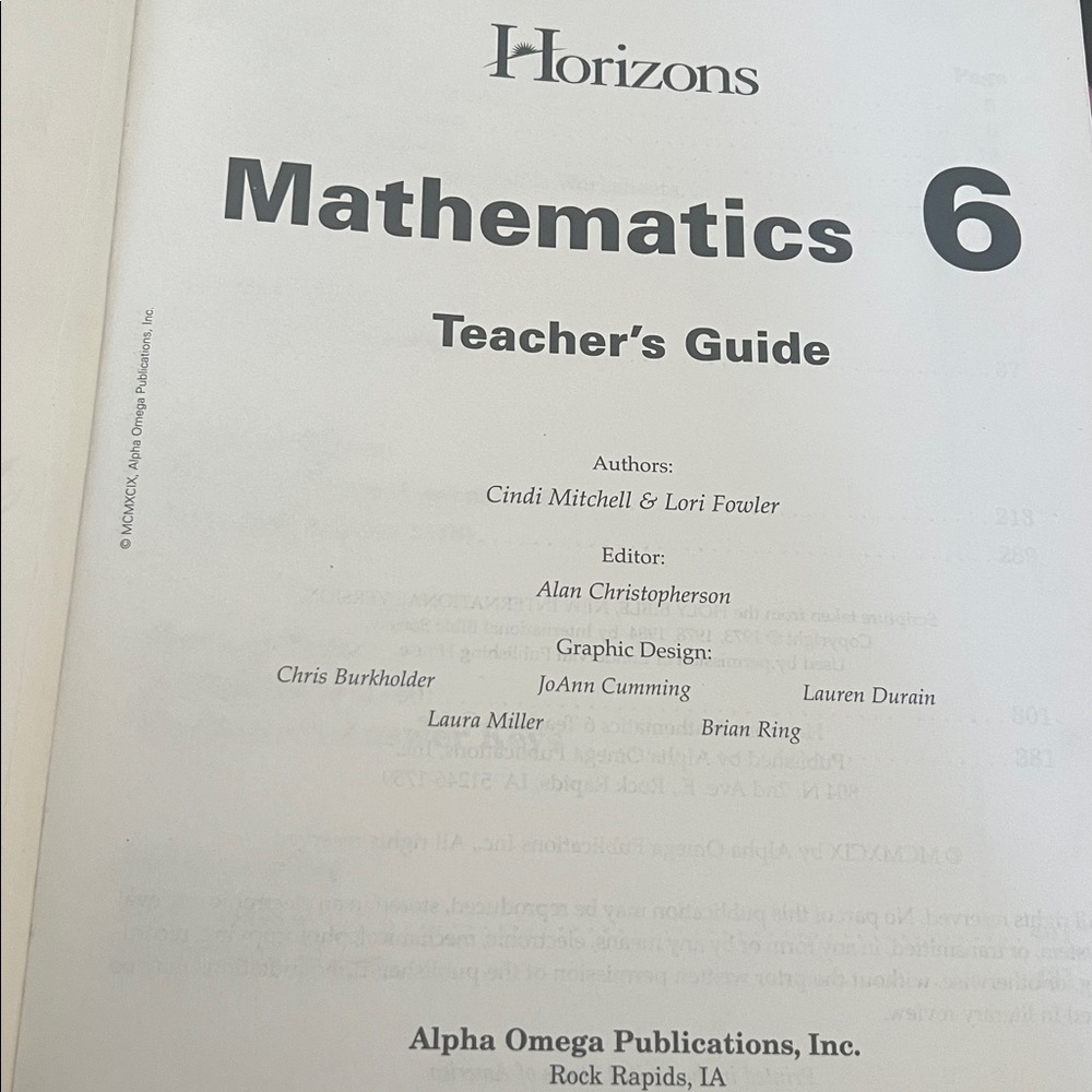 Horizons Math Teacher's Guide Grade 6 6th Grade Math Curriculum Book - Picture 3 of 5